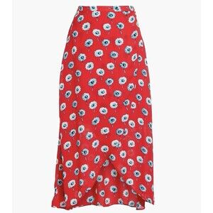 J. Crew Red Floral High-Low Skirt